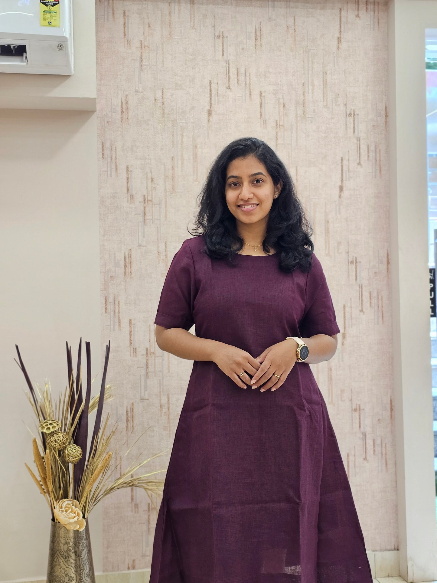 Wine Linen Dress