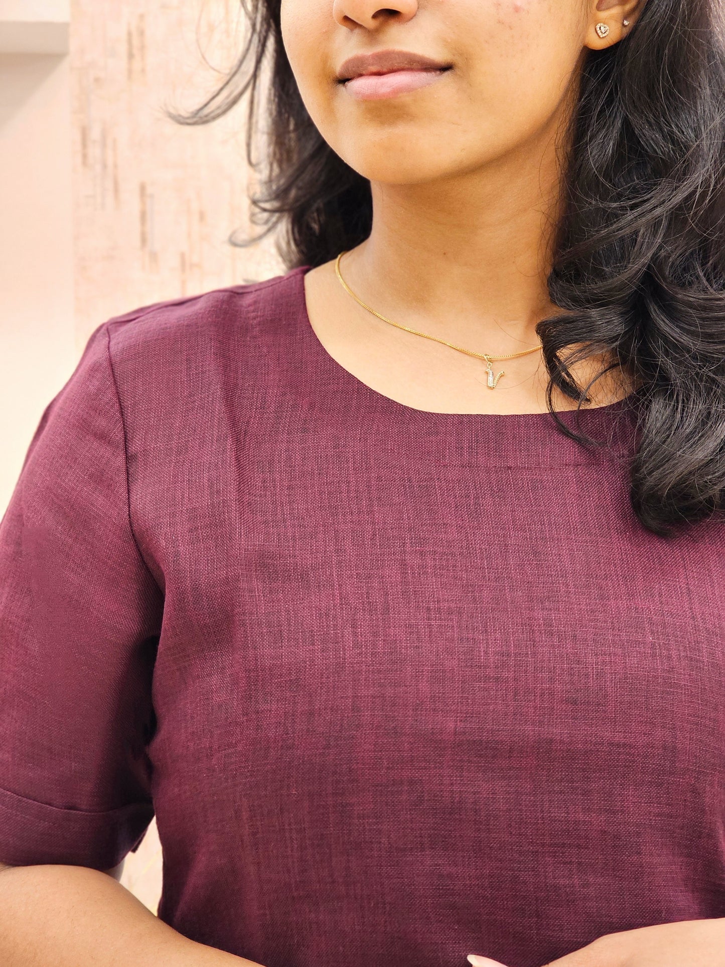 Wine Linen Dress