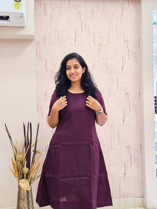 Wine Linen Dress